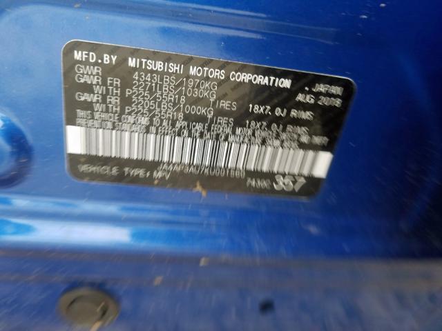 Photo 9 VIN: JA4AP3AU7KU001560 - MITSUBISHI OUTLANDER 