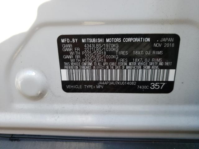 Photo 9 VIN: JA4AP3AU7KU014082 - MITSUBISHI OUTLANDER 