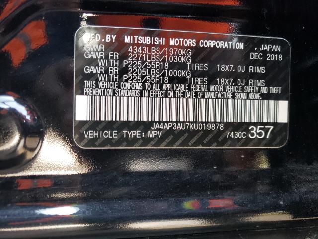 Photo 9 VIN: JA4AP3AU7KU019878 - MITSUBISHI OUTLANDER 