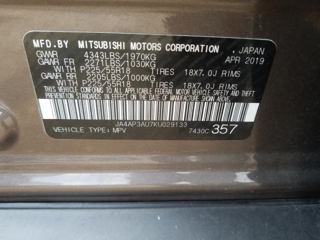 Photo 9 VIN: JA4AP3AU7KU029133 - MITSUBISHI OUTLANDER 