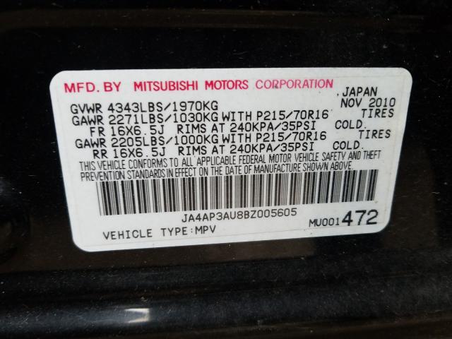 Photo 9 VIN: JA4AP3AU8BZ005605 - MITSUBISHI OUTLANDER 