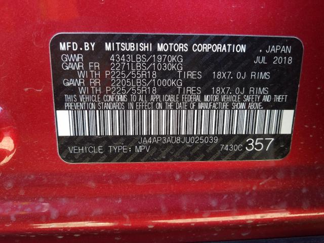 Photo 9 VIN: JA4AP3AU8JU025039 - MITSUBISHI OUTLANDER 