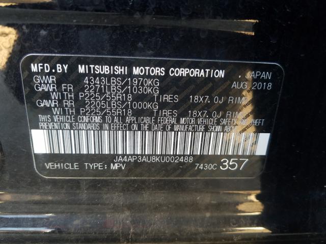 Photo 9 VIN: JA4AP3AU8KU002488 - MITSUBISHI OUTLANDER 