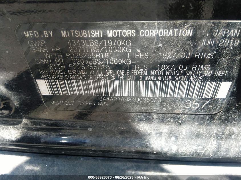 Photo 8 VIN: JA4AP3AU8KU035023 - MITSUBISHI OUTLANDER 