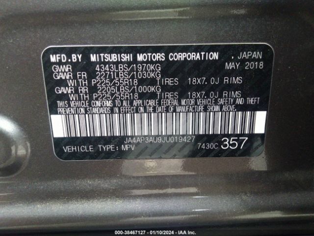 Photo 8 VIN: JA4AP3AU9JU019427 - MITSUBISHI OUTLANDER SPORT 