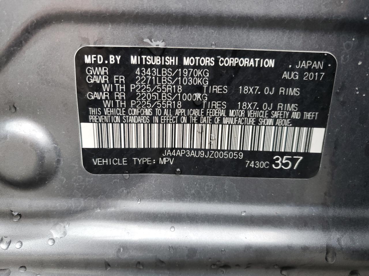 Photo 13 VIN: JA4AP3AU9JZ005059 - MITSUBISHI OUTLANDER 