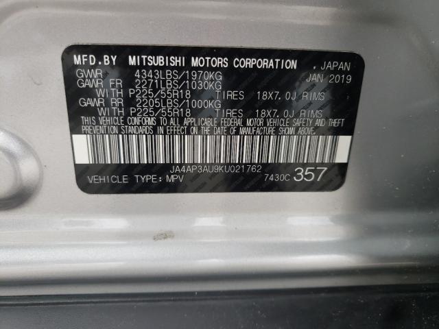 Photo 9 VIN: JA4AP3AU9KU021762 - MITSUBISHI OUTLANDER 