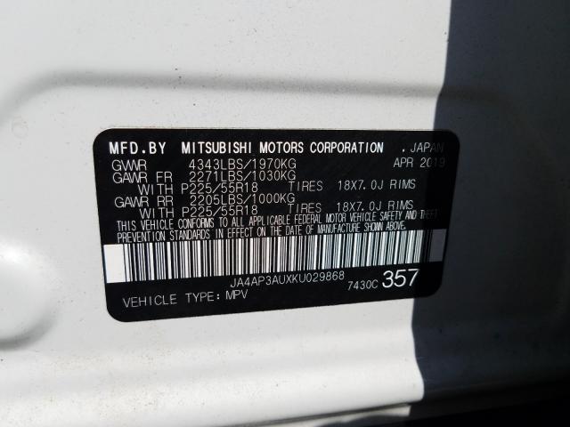 Photo 9 VIN: JA4AP3AUXKU029868 - MITSUBISHI OUTLANDER 