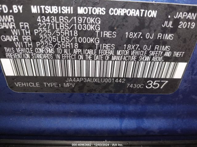 Photo 8 VIN: JA4AP3AUXLU001442 - MITSUBISHI OUTLANDER SPORT 