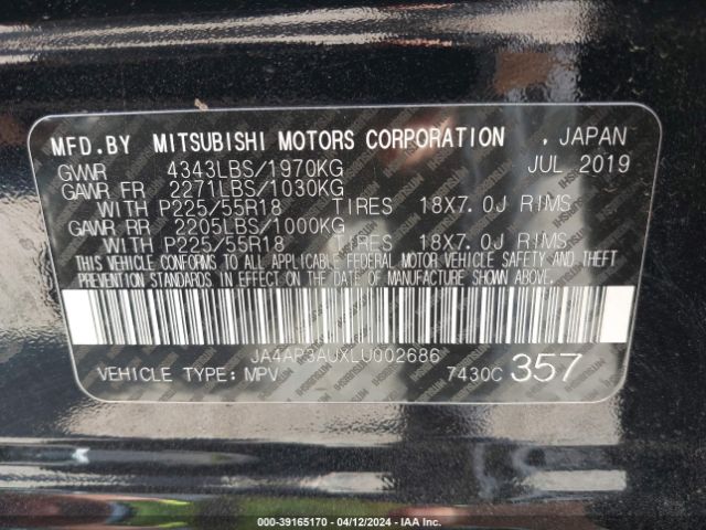 Photo 8 VIN: JA4AP3AUXLU002686 - MITSUBISHI OUTLANDER SPORT 