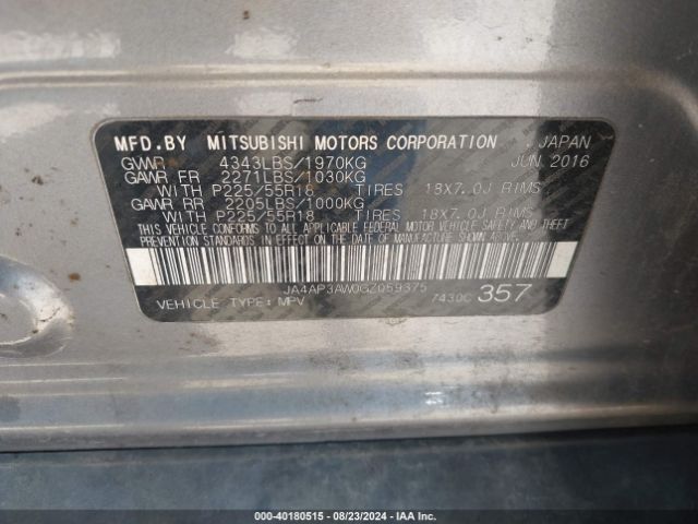 Photo 8 VIN: JA4AP3AW0GZ059375 - MITSUBISHI OUTLANDER SPORT 