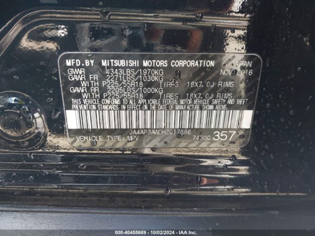 Photo 8 VIN: JA4AP3AW0HZ017886 - MITSUBISHI OUTLANDER SPORT 