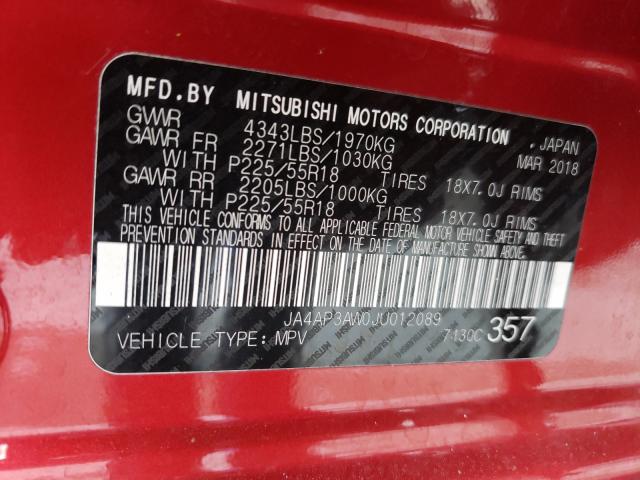 Photo 9 VIN: JA4AP3AW0JU012089 - MITSUBISHI OUTLANDER-SPORT 