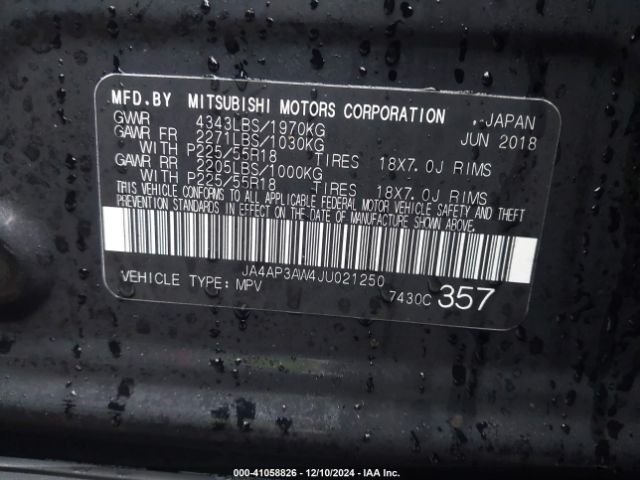 Photo 8 VIN: JA4AP3AW4JU021250 - MITSUBISHI OUTLANDER SPORT 