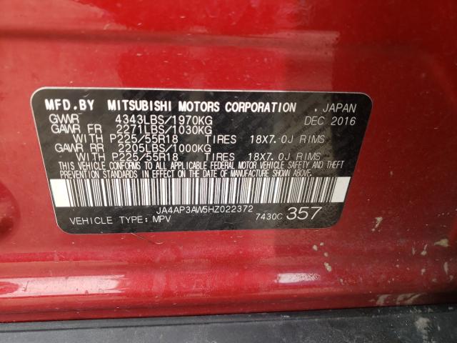 Photo 9 VIN: JA4AP3AW5HZ022372 - MITSUBISHI OUTLANDER 