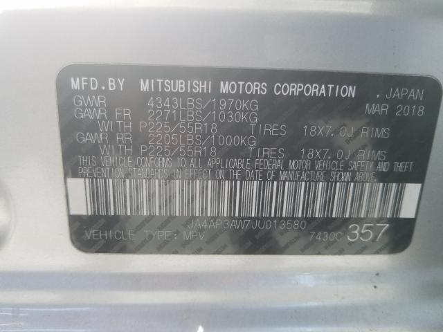 Photo 9 VIN: JA4AP3AW7JU013580 - MITSUBISHI OUTLANDER 