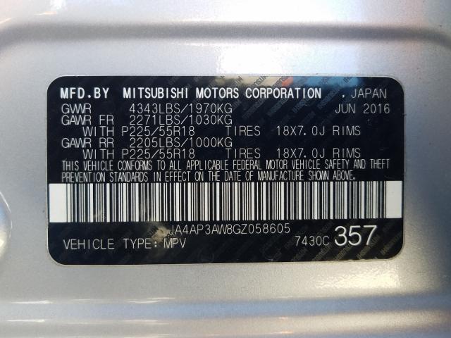 Photo 9 VIN: JA4AP3AW8GZ058605 - MITSUBISHI OUTLANDER 