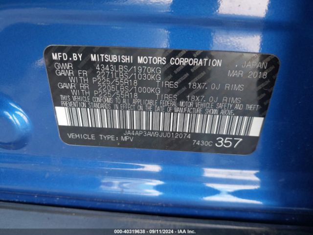 Photo 8 VIN: JA4AP3AW9JU012074 - MITSUBISHI OUTLANDER SPORT 