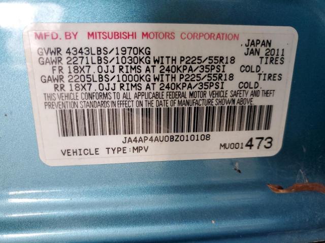 Photo 12 VIN: JA4AP4AU0BZ010108 - MITSUBISHI OUTLANDER 