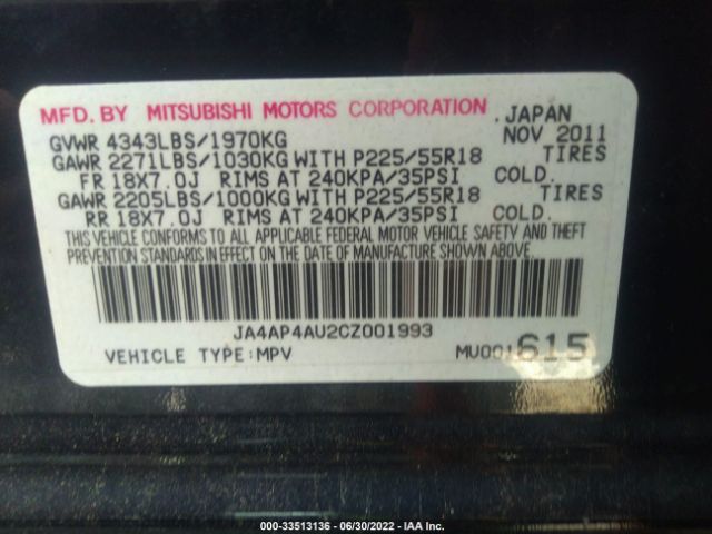 Photo 8 VIN: JA4AP4AU2CZ001993 - MITSUBISHI OUTLANDER SPORT 