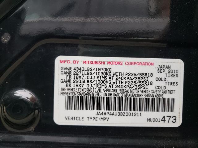 Photo 9 VIN: JA4AP4AU3BZ001211 - MITSUBISHI OUTLANDER 