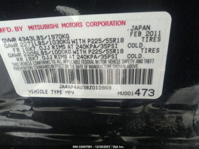 Photo 8 VIN: JA4AP4AU3BZ012869 - MITSUBISHI OUTLANDER SPORT 