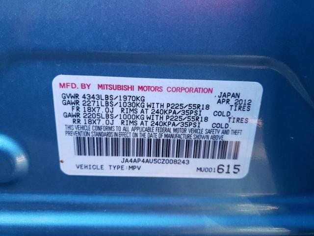 Photo 12 VIN: JA4AP4AU5CZ008243 - MITSUBISHI OUTLANDER 