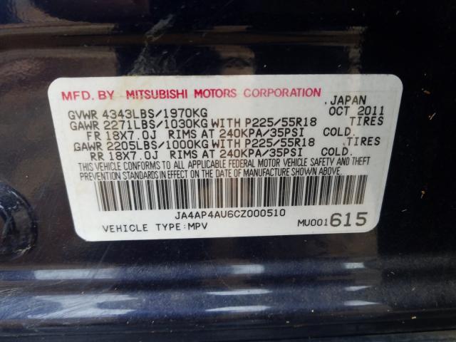 Photo 9 VIN: JA4AP4AU6CZ000510 - MITSUBISHI OUTLANDER 