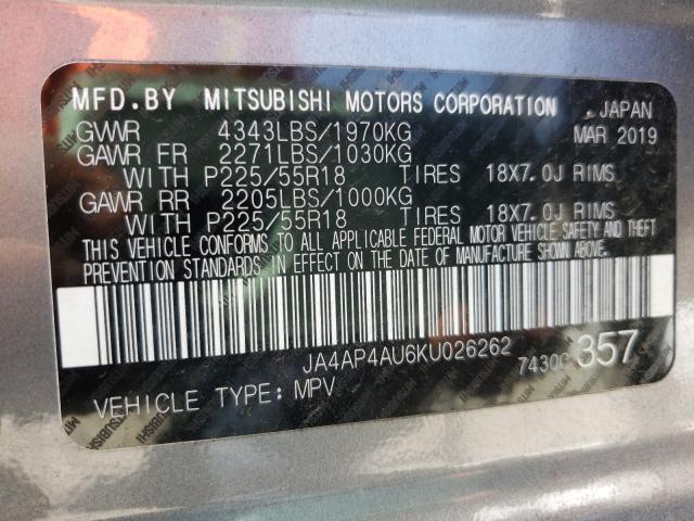 Photo 9 VIN: JA4AP4AU6KU026262 - MITSUBISHI OUTLANDER 