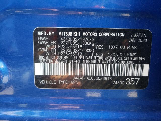 Photo 9 VIN: JA4AP4AU6LU026618 - MITSUBISHI OUTLANDER 