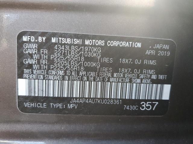 Photo 11 VIN: JA4AP4AU7KU028361 - MITSUBISHI OUTLANDER 