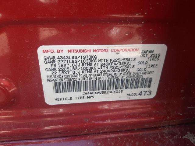 Photo 9 VIN: JA4AP4AU9BZ004016 - MITSUBISHI OUTLANDER 