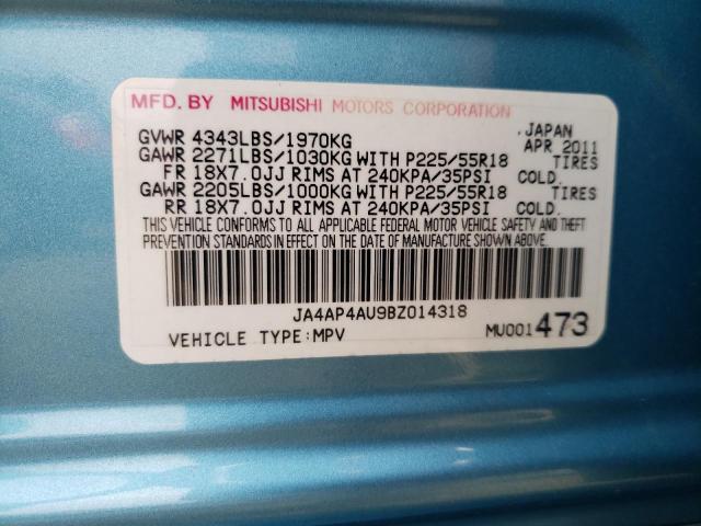 Photo 11 VIN: JA4AP4AU9BZ014318 - MITSUBISHI OUTLANDER 