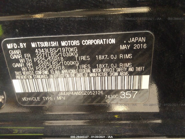 Photo 8 VIN: JA4AP4AW2GZ052126 - MITSUBISHI OUTLANDER SPORT 