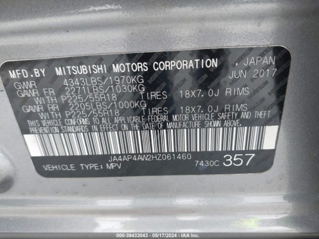 Photo 8 VIN: JA4AP4AW2HZ061460 - MITSUBISHI OUTLANDER SPORT 