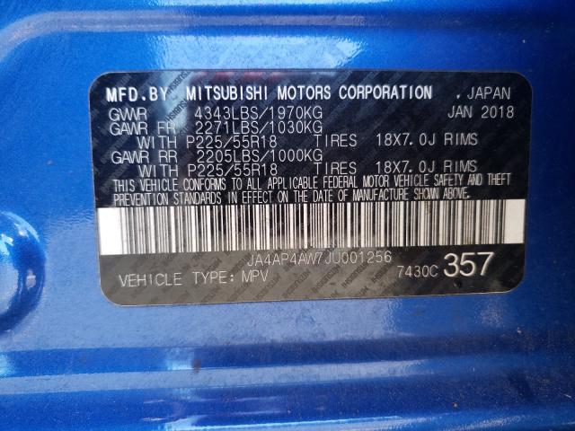 Photo 9 VIN: JA4AP4AW7JU001256 - MITSUBISHI OUTLANDER 