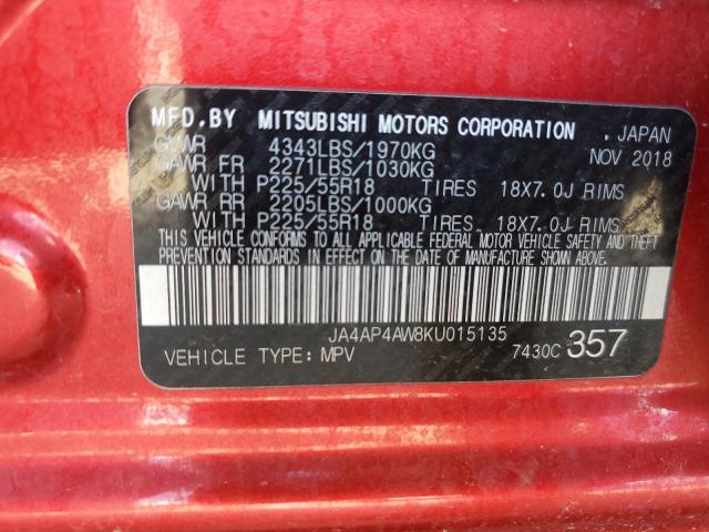 Photo 12 VIN: JA4AP4AW8KU015135 - MITSUBISHI OUTLANDER 