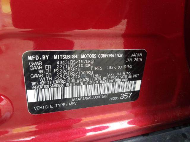 Photo 9 VIN: JA4AP4AW9JU001582 - MITSUBISHI OUTLANDER 