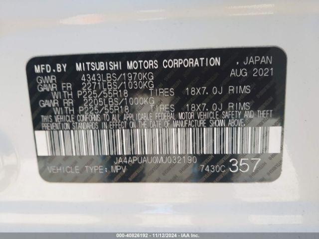 Photo 8 VIN: JA4APUAU0MU032190 - MITSUBISHI OUTLANDER SPORT 