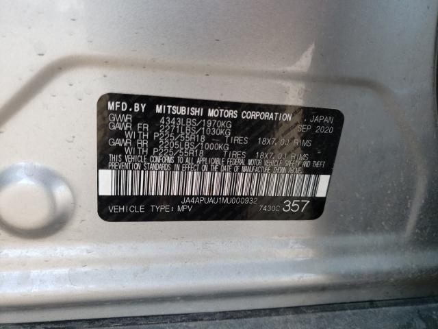 Photo 9 VIN: JA4APUAU1MU000932 - MITSUBISHI OUTLANDER 