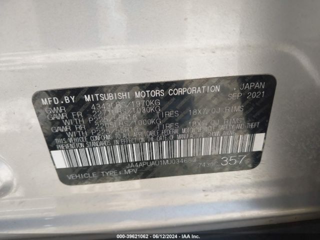 Photo 8 VIN: JA4APUAU1MU034689 - MITSUBISHI OUTLANDER SPORT 