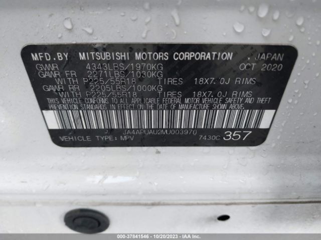 Photo 8 VIN: JA4APUAU2MU003970 - MITSUBISHI OUTLANDER SPORT 