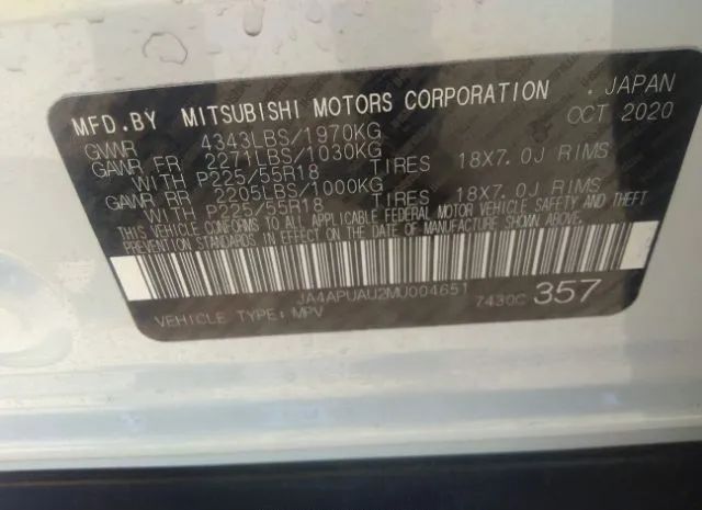 Photo 8 VIN: JA4APUAU2MU004651 - MITSUBISHI OUTLANDER SPORT 