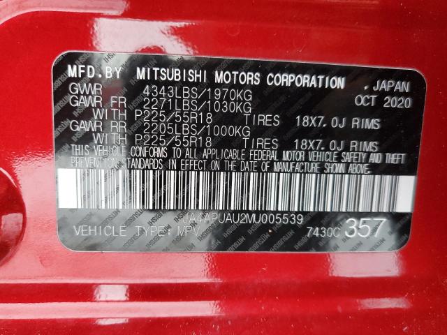 Photo 11 VIN: JA4APUAU2MU005539 - MITSUBISHI OUTLANDER 