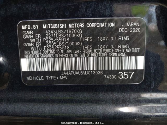 Photo 8 VIN: JA4APUAU5MU013036 - MITSUBISHI OUTLANDER SPORT 