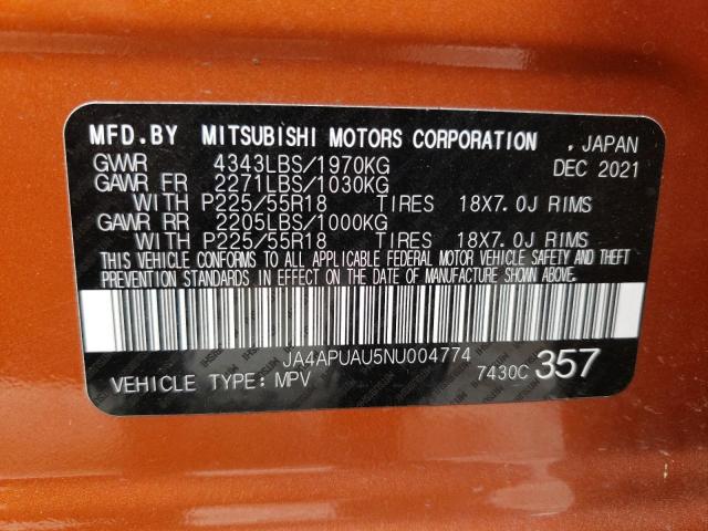 Photo 11 VIN: JA4APUAU5NU004774 - MITSUBISHI OUTLANDER 