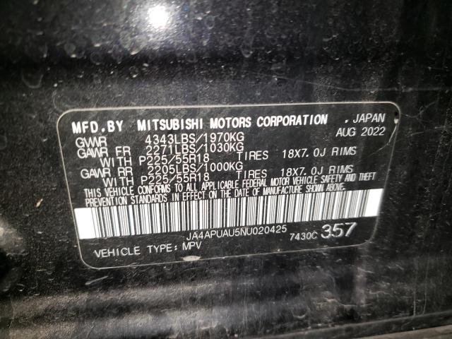 Photo 11 VIN: JA4APUAU5NU020425 - MITSUBISHI OUTLANDER 