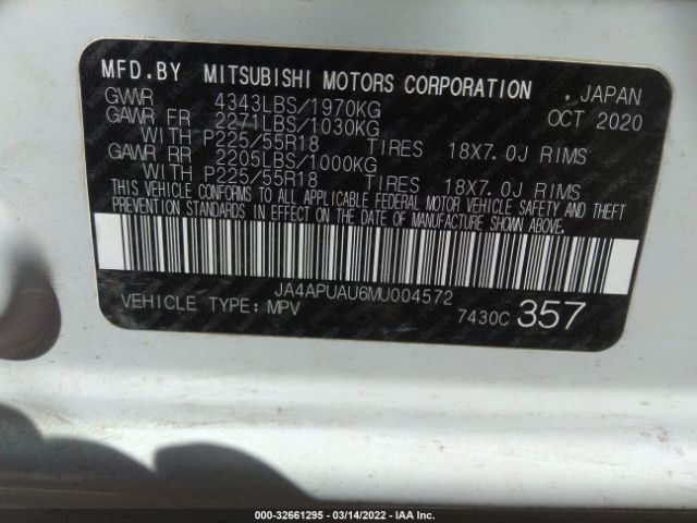 Photo 8 VIN: JA4APUAU6MU004572 - MITSUBISHI OUTLANDER SPORT 