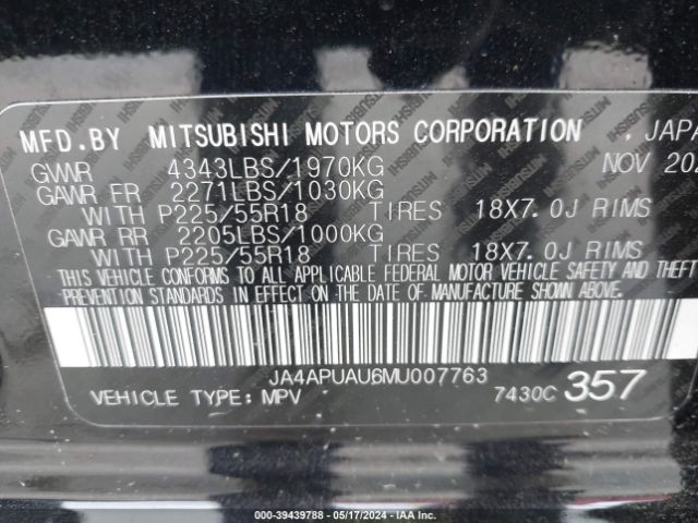 Photo 8 VIN: JA4APUAU6MU007763 - MITSUBISHI OUTLANDER SPORT 