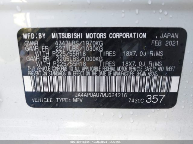 Photo 8 VIN: JA4APUAU7MU024216 - MITSUBISHI OUTLANDER SPORT 